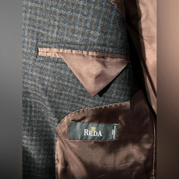 Brooks Brothers Blazer Mens 44R Regent Fit Reda Wool Blue/Gray/Brown Plaid EUC - Picture 6 of 13